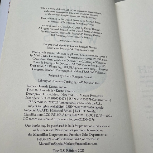 Novel Book The Four Winds Kristin Hannah Hardcover Great Depression Fiction - Picture 6 of 9